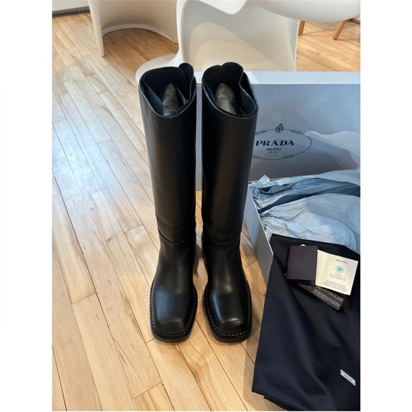 Prada black brushed calf leather boots in size EU 39 - Picture 2 of 8
